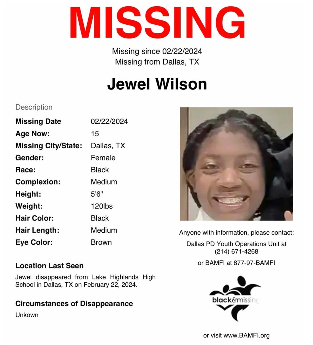 #JewelWilson #Missing #MissingChild #MissingPerson #Dallas #Texas