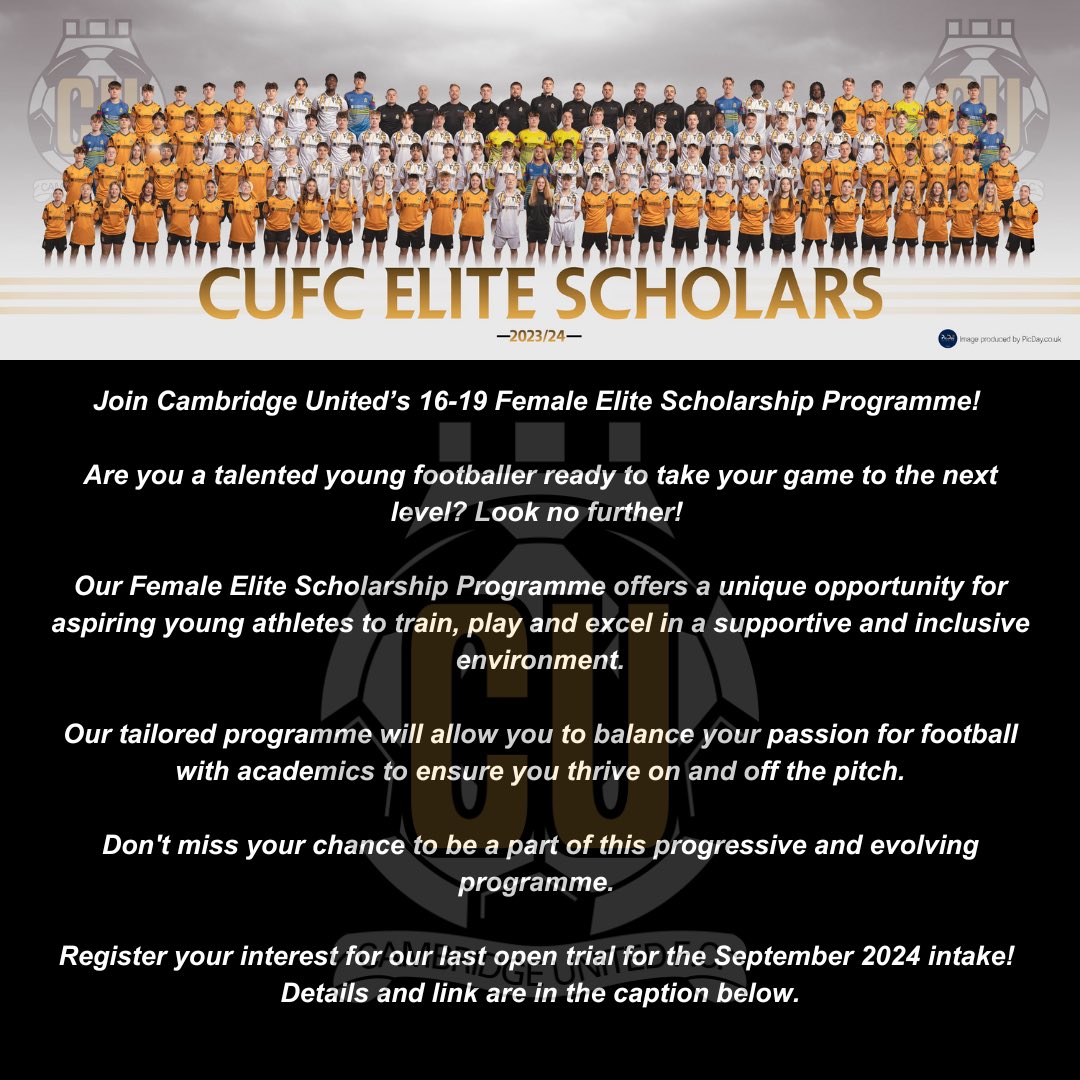 We are excited to announce the last recruitment event of the year for the Cambridge United Female Elite Scholarship Programme 🟡⚫️ Expression of Interest: forms.office.com/e/aXmKjtZbBw