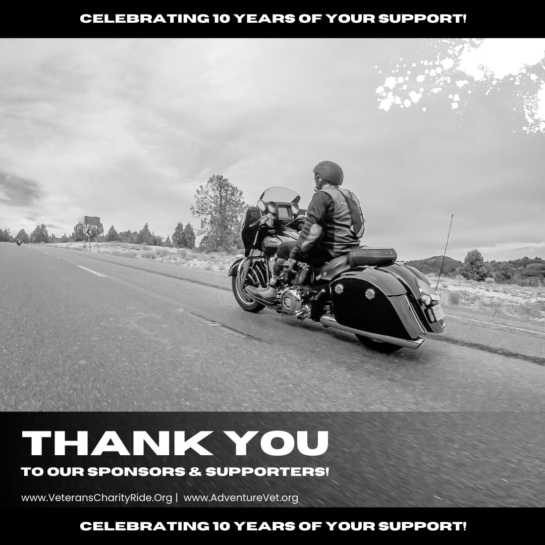 We could't have done it without you! #grateful #thankful

#VeteransCharityRide #AdventureVet #motorcycles #MotorcycleTherapy #IndianMotorcycle #RussBrownMotorcycleAttorneys