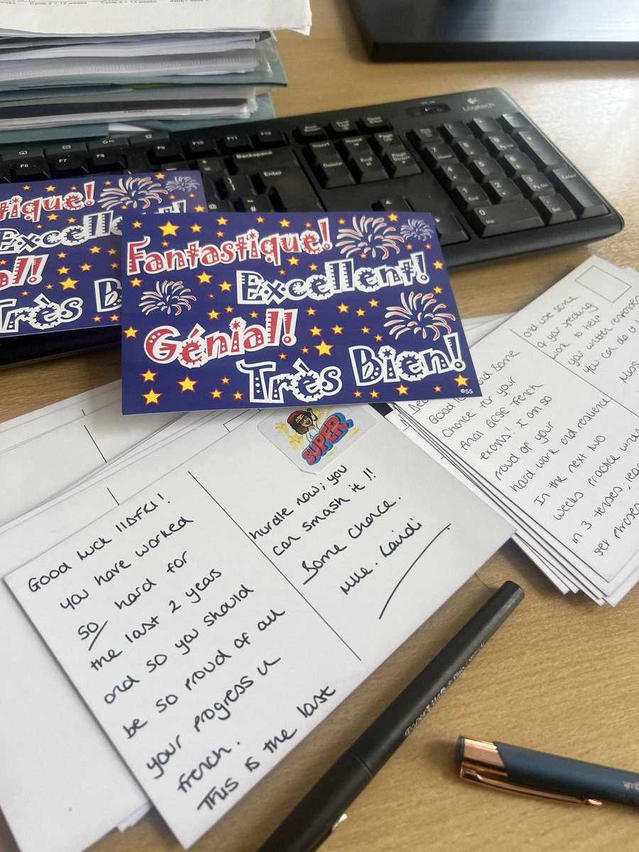 Last lesson taught and postcards sent to my lovely Y11s before the next set of GCSE French exams.  They have frequently been the highlight of my day&reminded me of how much I have loved being back in the classroom these last two years 💕 #mfltwitterati #teacher5aday