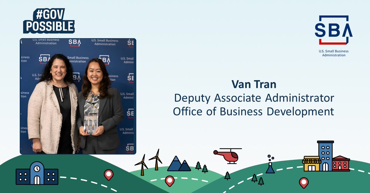 It’s #PSRW and we’re highlighting employees who make #GovPossible! Van Tran supports small, disadvantaged businesses through the 8(a) #Biz Development program, which provides training and technical assistance to help small businesses compete for contracts. sba.gov/8a