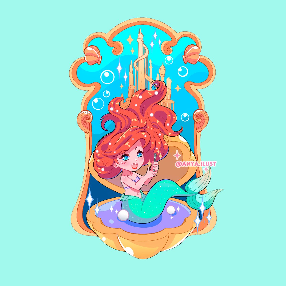 Ariel fan art! ✨🧜 #littlemermaid #Disney #chibiart #fairytalemagic #anime