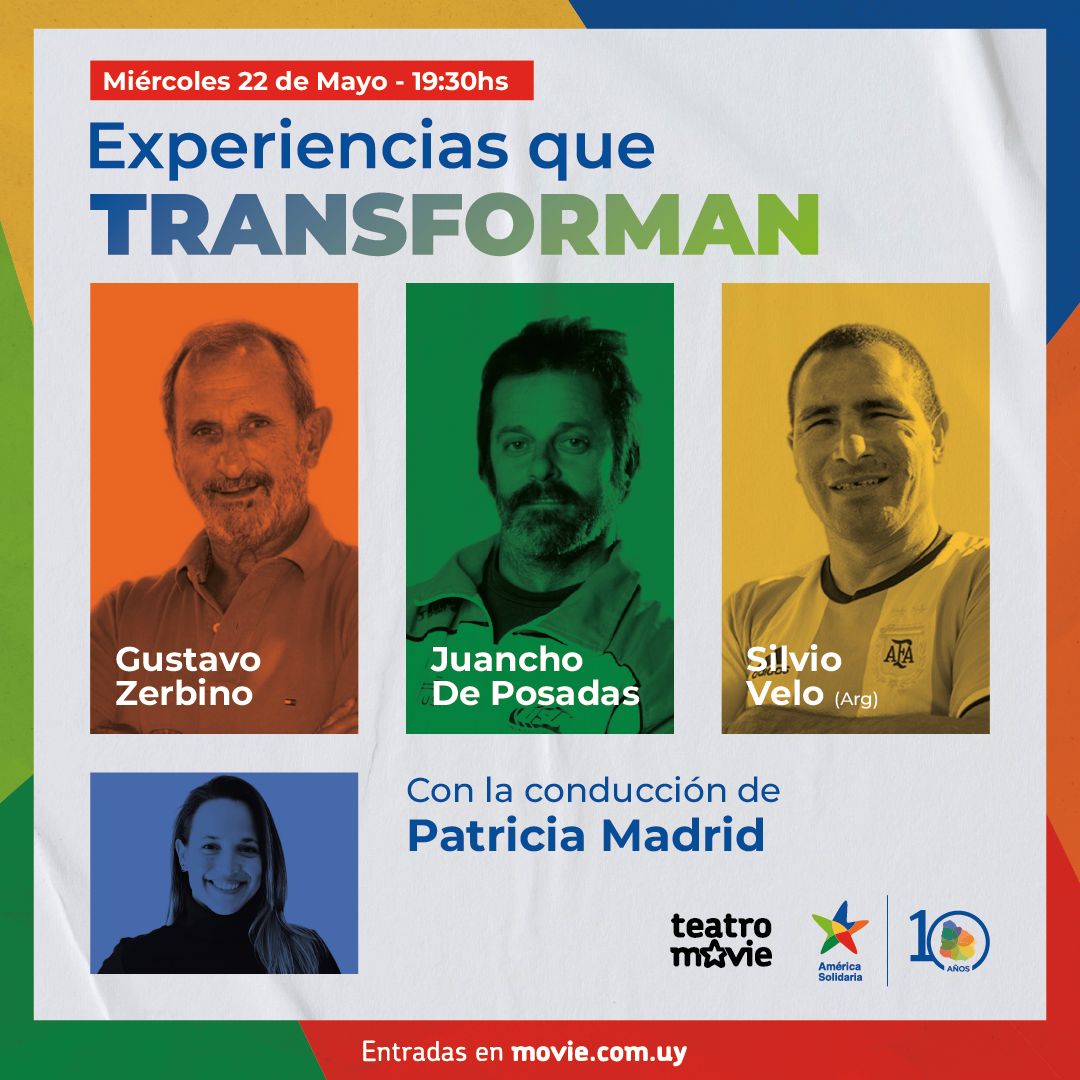 América Solidaria te invita a vivir una noche inspiradora junto a Juancho De Posadas, Gustavo Zerbino y Silvio Velo el 22 de mayo en el Movie. Adquirí tu entrada y colabora con la fundación: bit.ly/4dzNe5s