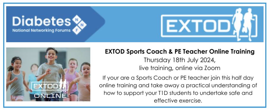 If you support a child with type 1 in sport or physical activity then it is recommended that you know how to treat type 1. Sign up for the EXTOD Coach and PE teacher online training to learn more about type 1 and exercise. Find out more 👉 bit.ly/4b143UU @DiabetesNNF