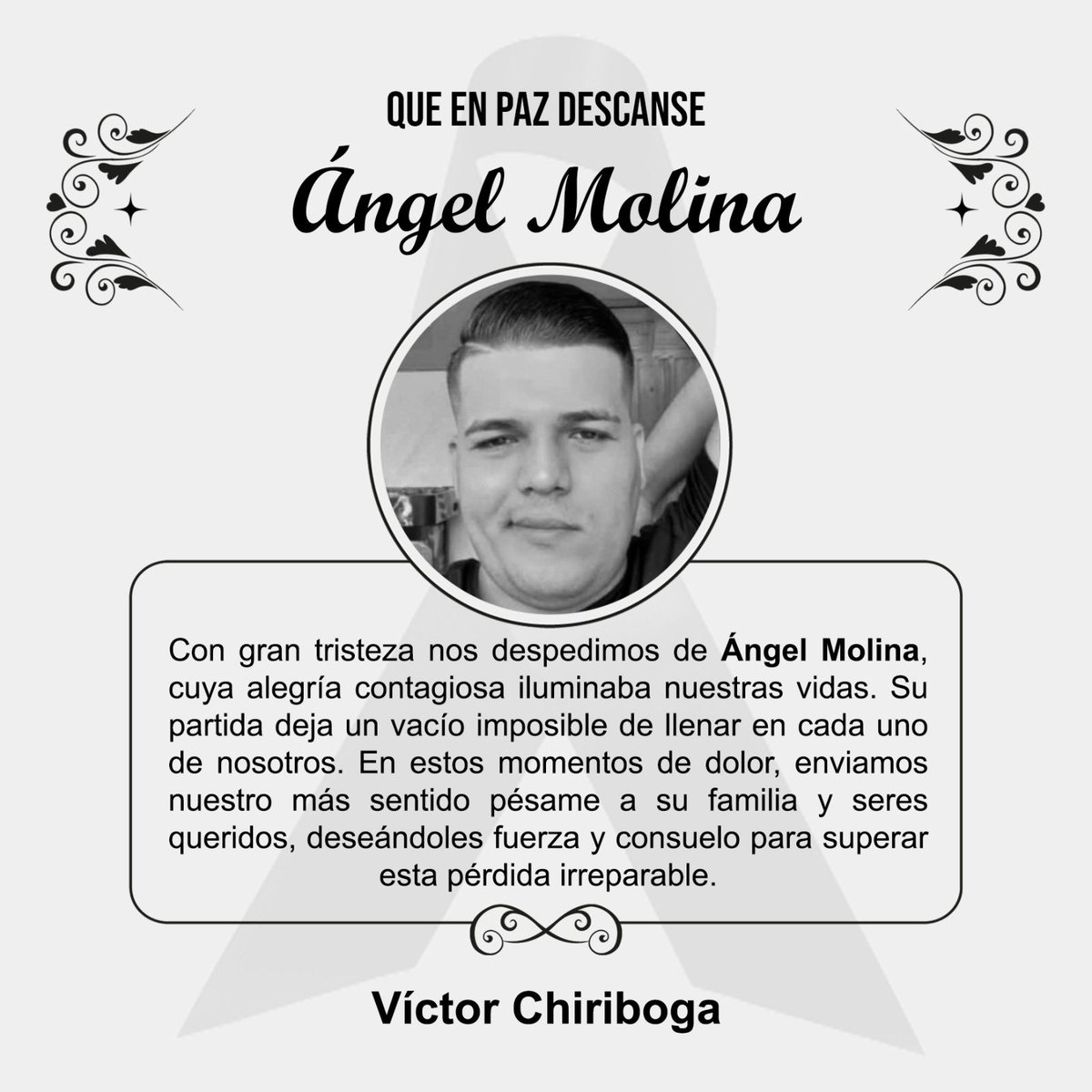 vchiribogae's tweet photo. Con el corazón lleno de tristeza y el alma envuelta en un profundo pesar, en nombre de mi familia y en el mío propio, deseo expresar nuestras más sentidas condolencias a los familiares y amigos. Los recordaremos con gratitud y cariño, fueron personas muy serviciales y leales. 🕊️ https://t.co/JOU5DAKSFQ