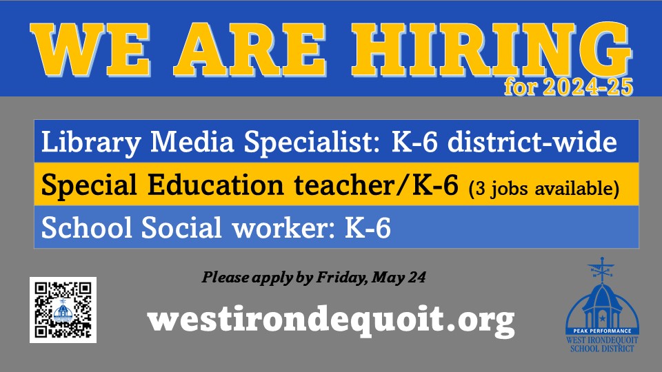 We have 5⃣ new job openings for the 2024-25 school year - all elementary positions. See more info below and via the job posts: bit.ly/Jobs_WI Know anyone who is looking? Please share this post. We appreciate it (and so do our students!)
