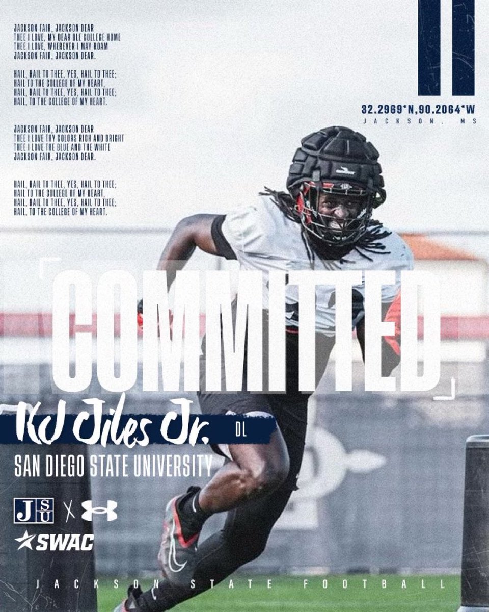 San Diego State transfer defensive end Kenneth Giles Jr. has committed to Jackson State. 

📸 <a href="/KJilesJr/">Kenneth Jiles Jr.</a>