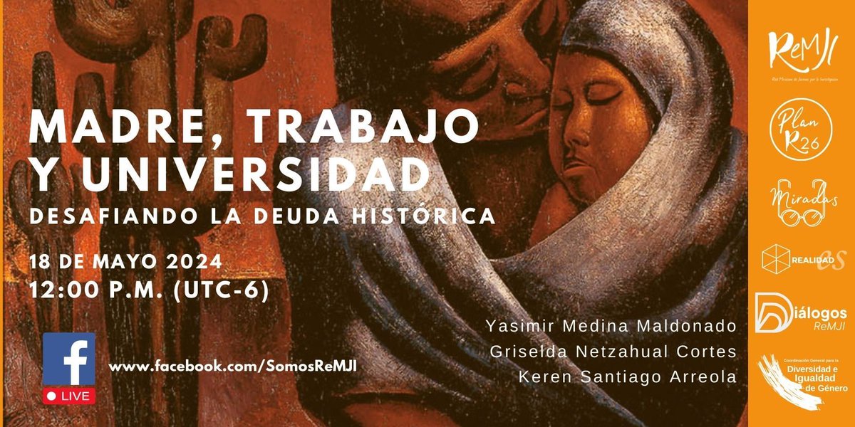 ReMJI_mx's tweet photo. Desde la ReMJI buscamos desafiar a la deuda histórica hacia las mujeres, madres, estudiantes, académicas e investigadoras. Es por ello que, conversaremos sobre maternidades desde el ámbito académico-profesional, los retos pendientes y desafíos. Les invitamos a reflexionar. https://t.co/8BfpFYAOiZ