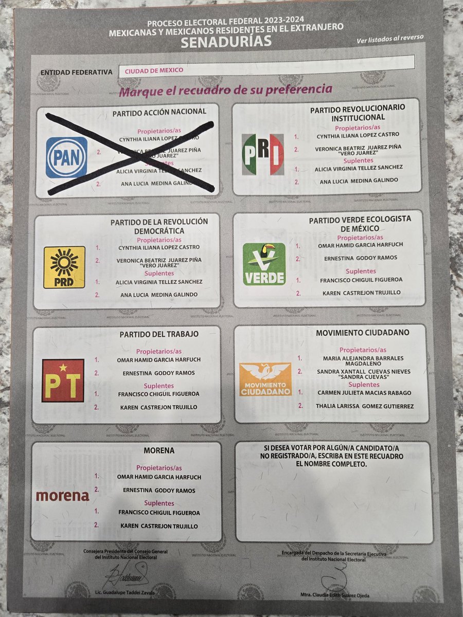 Mi voto desde el extranjero

#DiputaciónMigrante
#VotoExtranjero
#DiputacionMigrante
#ElCambioViene
#DiputadoMigrante 
#MexicanosEnElExterior 
#VotoExtranjero 
#VotoChilango  
#Elecciones2024