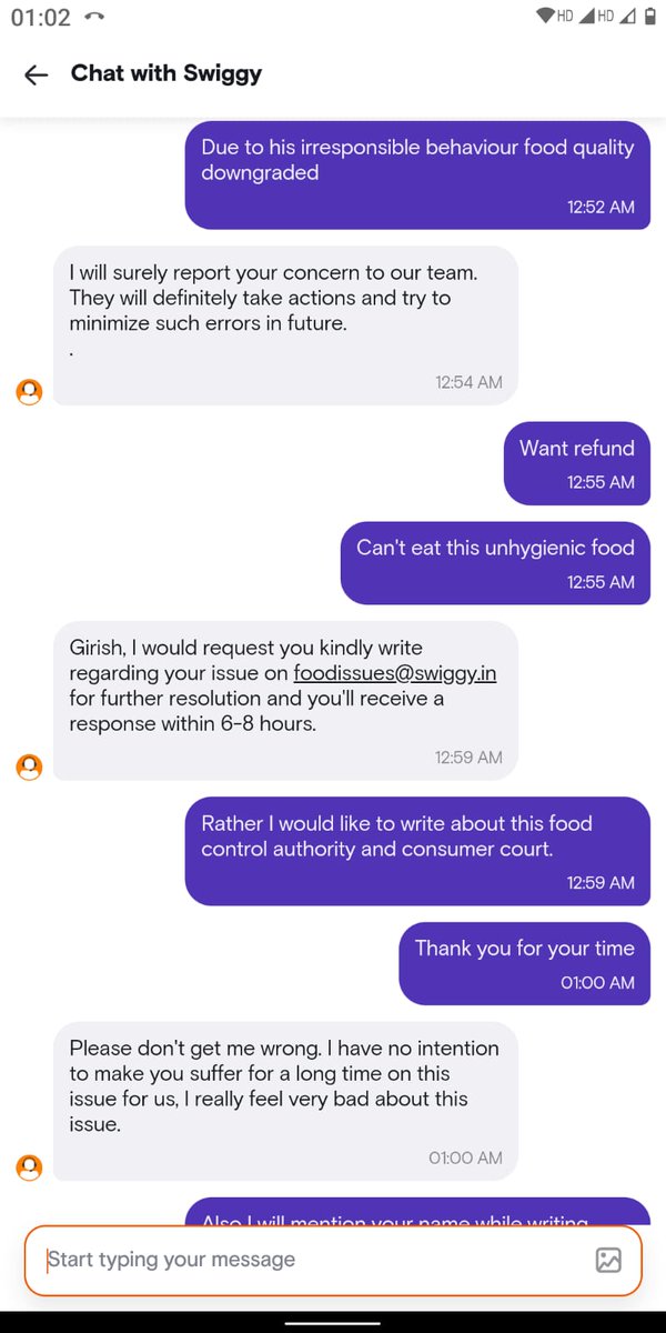 girishs141's tweet photo. ORDER #174334749778858
Dear 
@SwiggyCares 
@Swiggy 
The delivery boy was rude arrogant. 
He delayed delivery for 30 minutes. Also food came in open box. Totally unhappy with your service. 
Don't take customer for granted. Otherwise dukan band hone ko jyada time nhi lagega... https://t.co/PCyq1opc1D