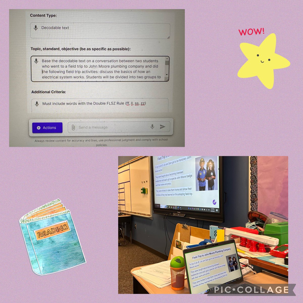 My first <a href="/magicschoolai/">MagicSchool AI 💜 🪄✨</a> moment! I created a Decodable text for my  Dyslexia students based on their field trip! It made the lesson relatable, using a real world experience and I also imbedded the concept we were working on. Amazing!💙 #teachersaremagicweek