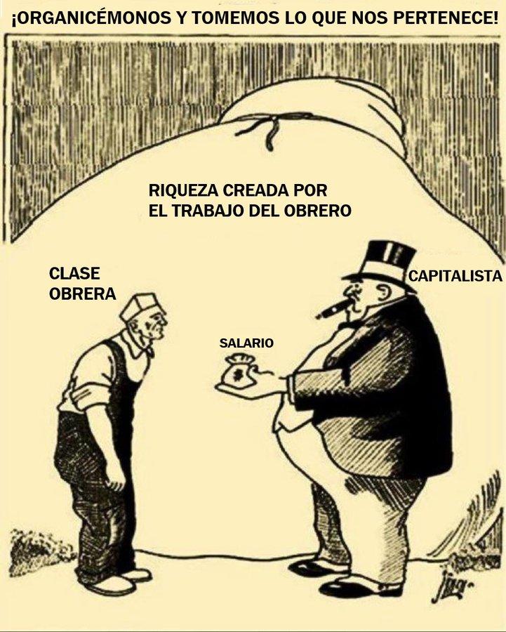 La imagen que subió Milei // La original Hasta Milei sabe que el capitalista le roba la riqueza a los trabajadores
