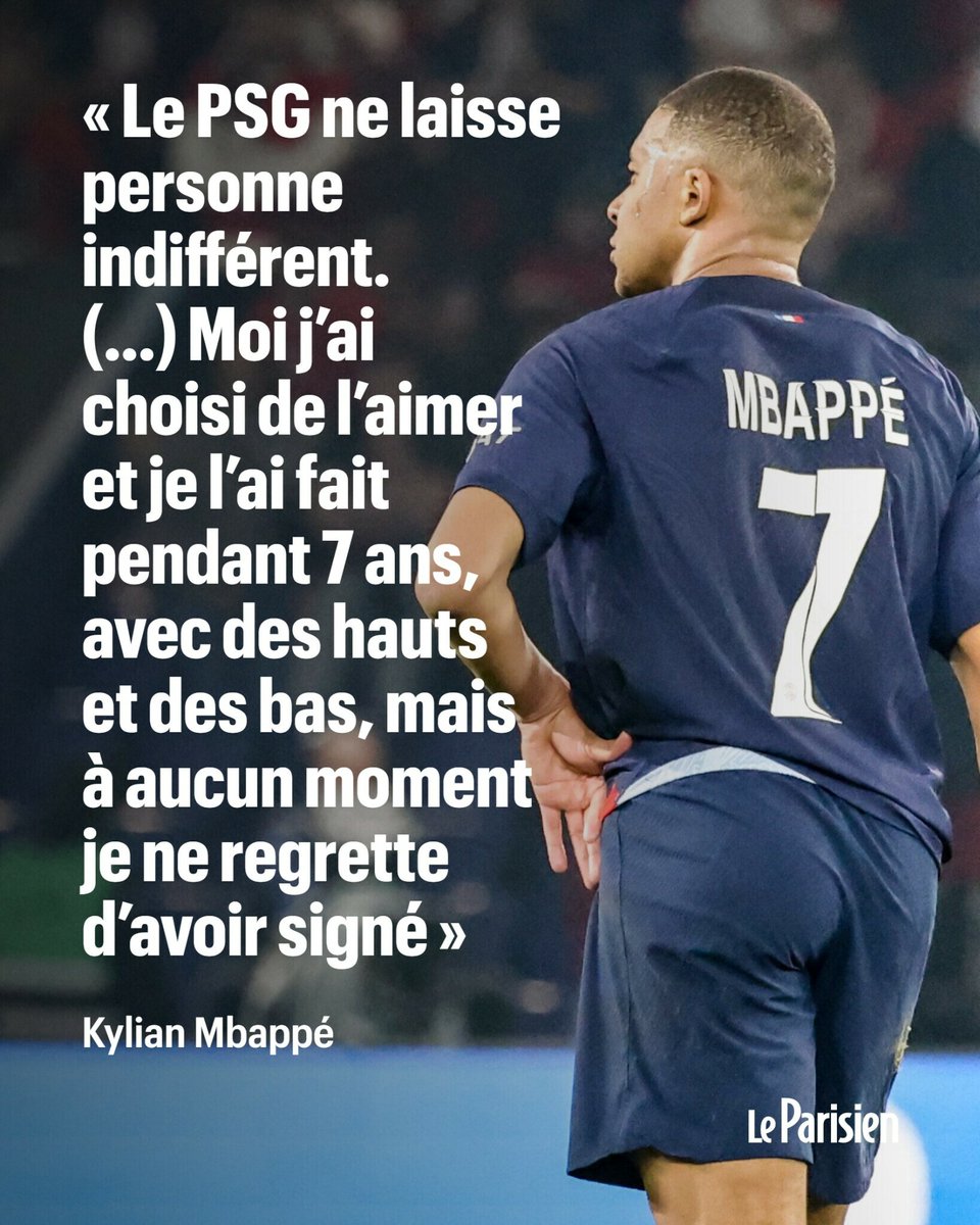 Ce vendredi soir, Kylian Mbappé a levé un secret qui n’en était plus vraiment un. Dans sa vidéo d'adieu de près de 4 minutes, il a bien entendu profité de l'occasion pour remercier les personnels du PSG et rappeler son amour pour Paris ➡️ l.leparisien.fr/0FSX