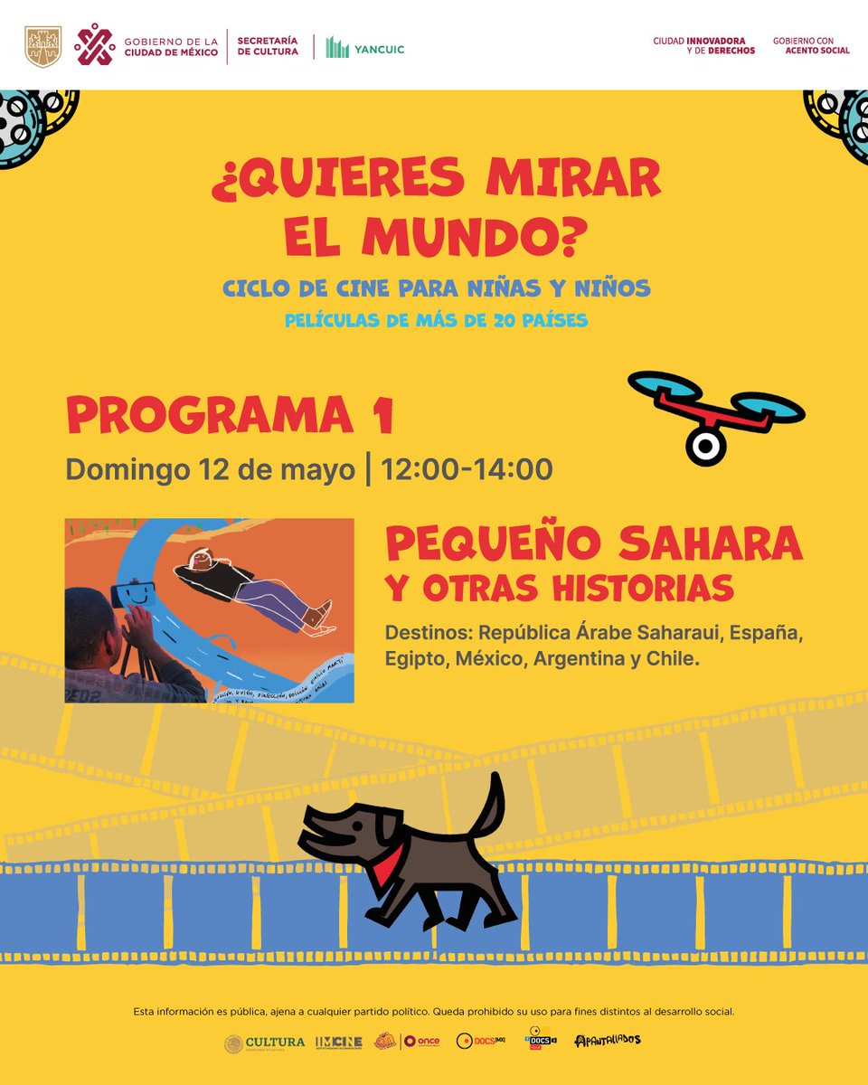 Recuerda que este domingo te esperamos con tus pequeños en el @Museo_Yancuic para iniciar el ciclo de cine para la niñez. ¡Vamos a mirar el mundo! 👁️ La entrada es libre. Aparta la fecha.