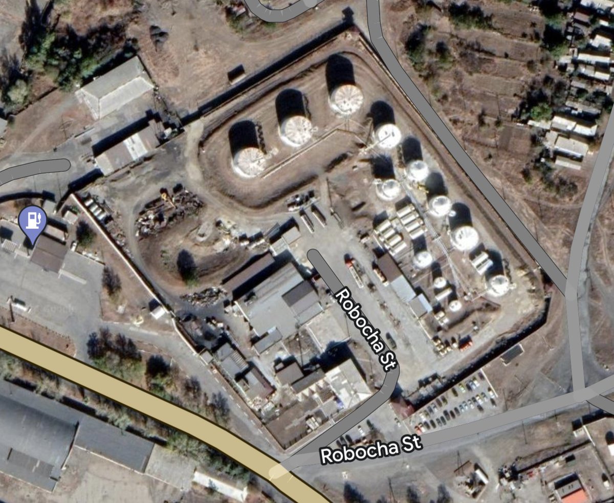 Oil depot in Russia-occupied Rovenky.