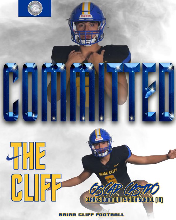 Oscar Castro (@o_castro24) on Twitter photo COMMITED!!🔵🟡
<a href="/BriarCliffFB/">Briar Cliff Football</a> <a href="/CoachKoziol/">Nathan Koziol</a> <a href="/CoachLaDage/">Shane LaDage</a> COMMITED!!🔵🟡
<a href="/BriarCliffFB/">Briar Cliff Football</a> <a href="/CoachKoziol/">Nathan Koziol</a> <a href="/CoachLaDage/">Shane LaDage</a>