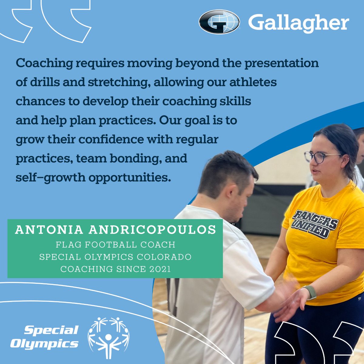 As the Official Partner of Special Olympics Sport and Coaching Programming, we’re proud to showcase some of the amazing individuals whose volunteer efforts form the backbone of this global organization. Antonia Andricopoulos has been a flag football coach for Special Olympics…