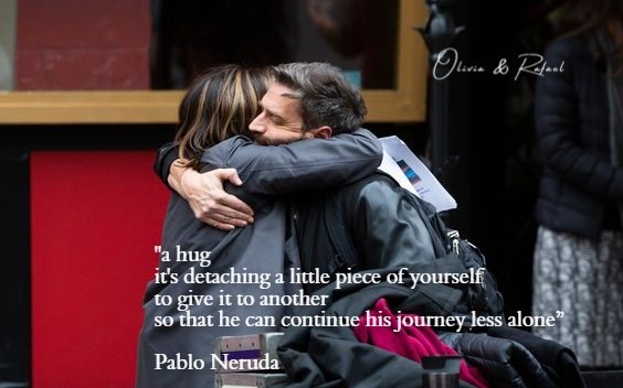 'a hug
it's detaching a little piece of yourself
to give it to another
so that he can continue his journey less alone”

Pablo Neruda

#RaulEsparza #MariskaHargitay #Rafael #Olivia 
#Barson #Friendship #Rauliska