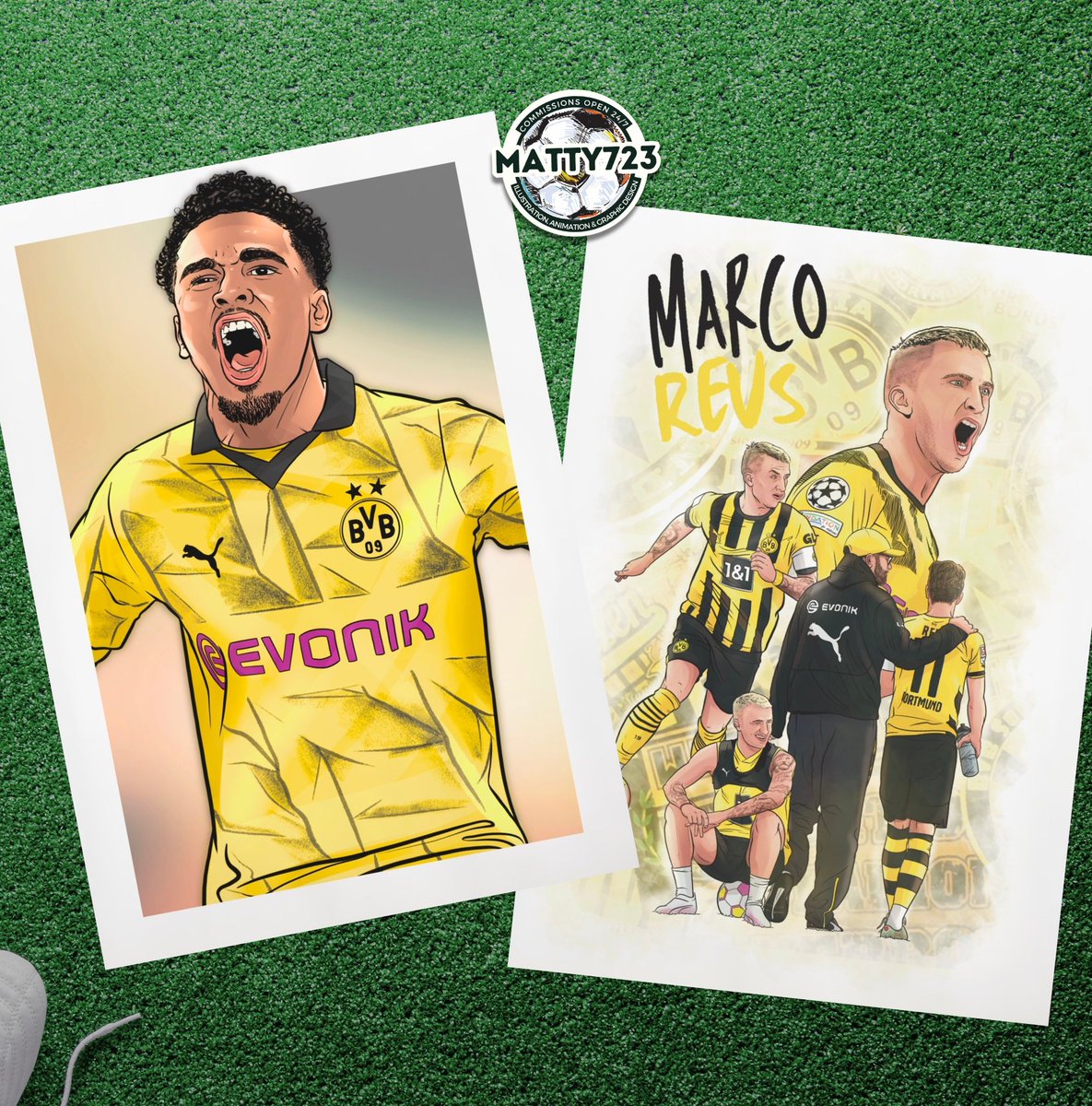 For those who might have missed it - Marcel Sabitzer - Nico Schlotterbeck & Ian Maatsen all added to the #BVB shop this week along with a Limited Edition Marco Reus Print Dortmund Fans, help me out, there's 20% off EVERYTHING with code MAY so please hit repost 🙏🏻 #Matty723