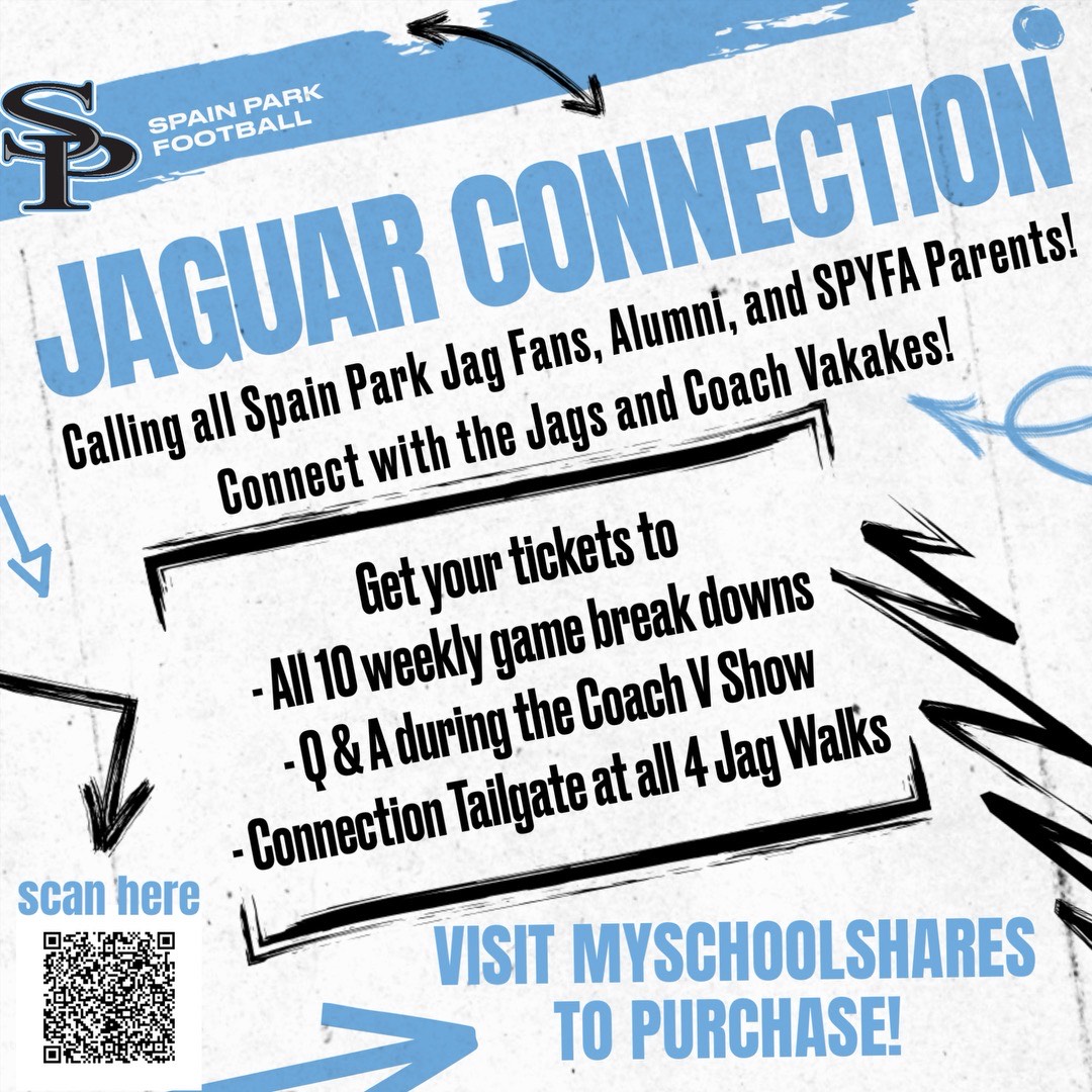 Jag Nation... JAGUAR CONNECTION is here! Come and join to gain access into the program by attending Sunday night Coach's Shows (10+ playoffs) and home game tailgates (4+ playoffs)! Lets bridge the gap from the youth league, to Berry Middle, to SPHS!! #SPFootball #DoingItTogether