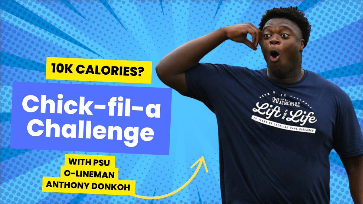 Chick-fil-A calorie challenge w/ Penn State lineman Anthony Donkoh is out now! @donkoh_anthony Video: youtu.be/FKRqOVajRf8?si…