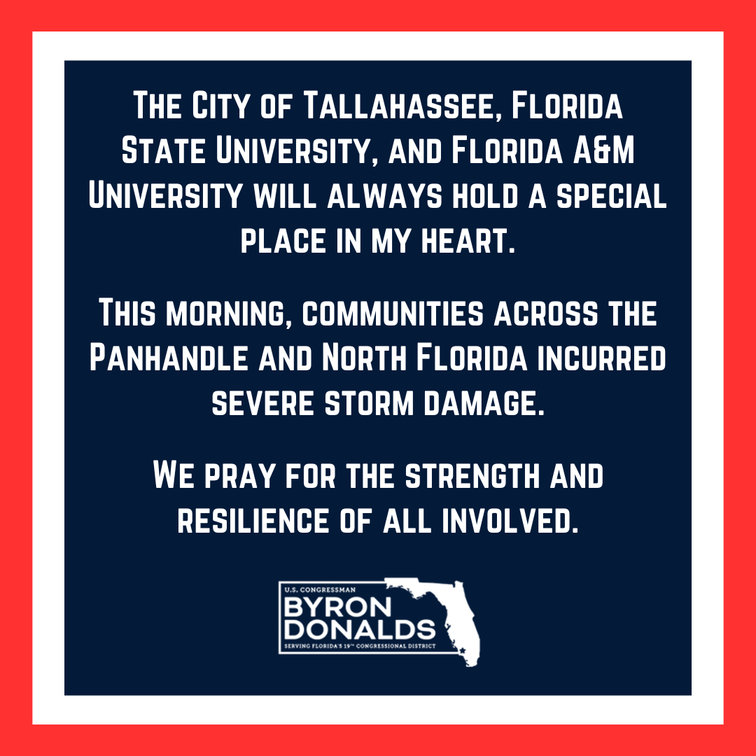 This morning, communities across the Panhandle and North Florida incurred severe storm damage. We pray for the strength and resilience of all involved.