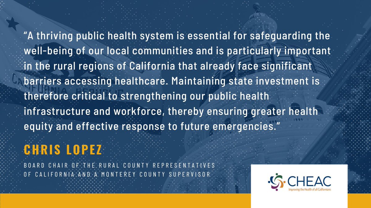 @CAgovernor @GavinNewsom @JesseGabrielCA @AsmVinceFong @Scott_Wiener @SenRogerNiello @CarolineMenjiv3 @asmakilahweber @ilike_mike @CASpeakerRivas 🔊@CAgovernor: cuts to public health infrastructure  & workforce in #CABudget threatens the health and safety of our communities, especially for more vulnerable Californians! @SupervisorLopez