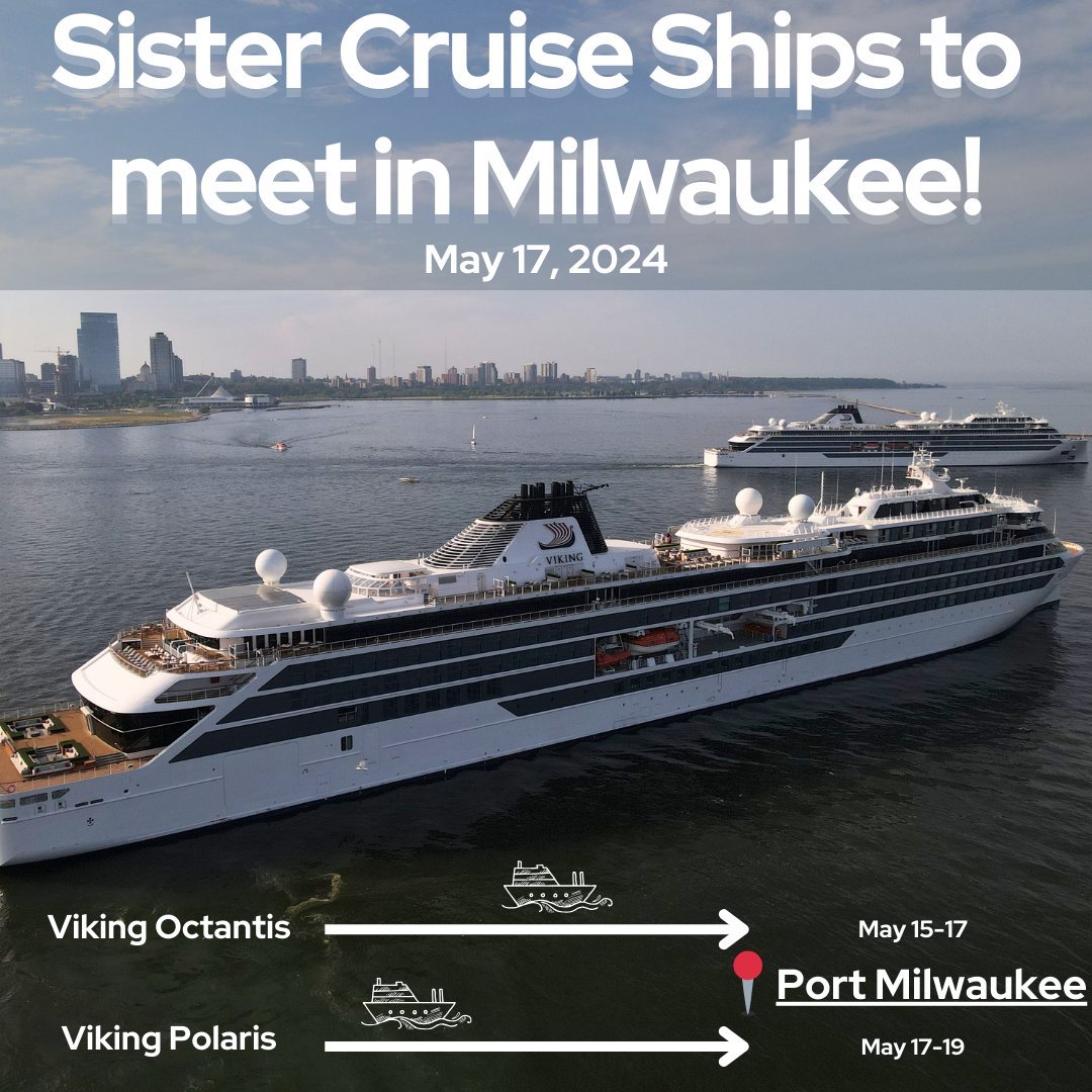 Cruise season is officially underway! 🛳️This time we're not just tracking one ship, we're tracking TWO! Sisters Octantis & Polaris will meet in Milwaukee THIS Friday! 🎉🙌Octantis returns Wednesday & Polaris will be here Friday. Follow their journeys➡️tinyurl.com/ywzpv7tt