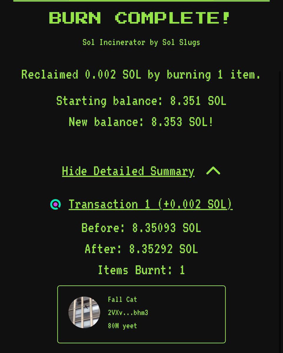 fallcatsol's tweet photo. $YEET getting burned 100million so far https://t.co/EtV6QgTL0C