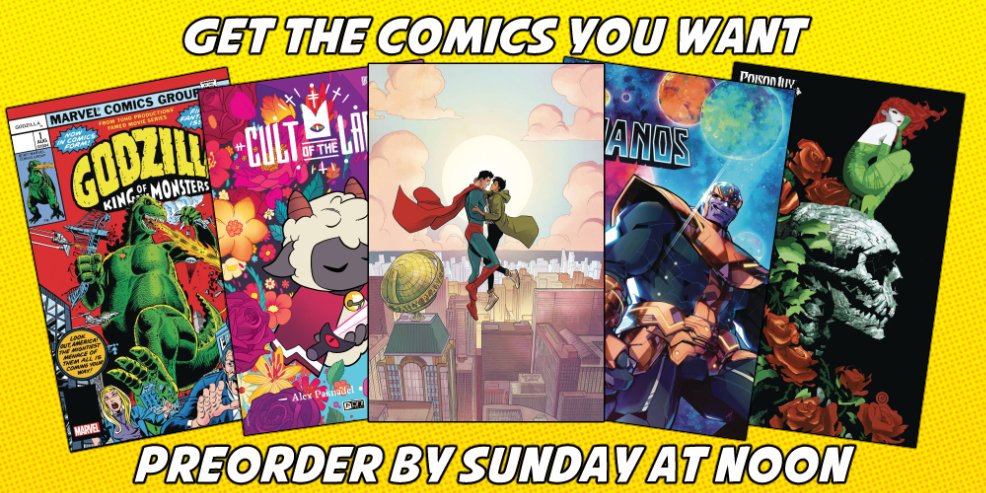 This week's preorders are live! Golly!

shop.thecomicsplace.com/pages/weekly-p…