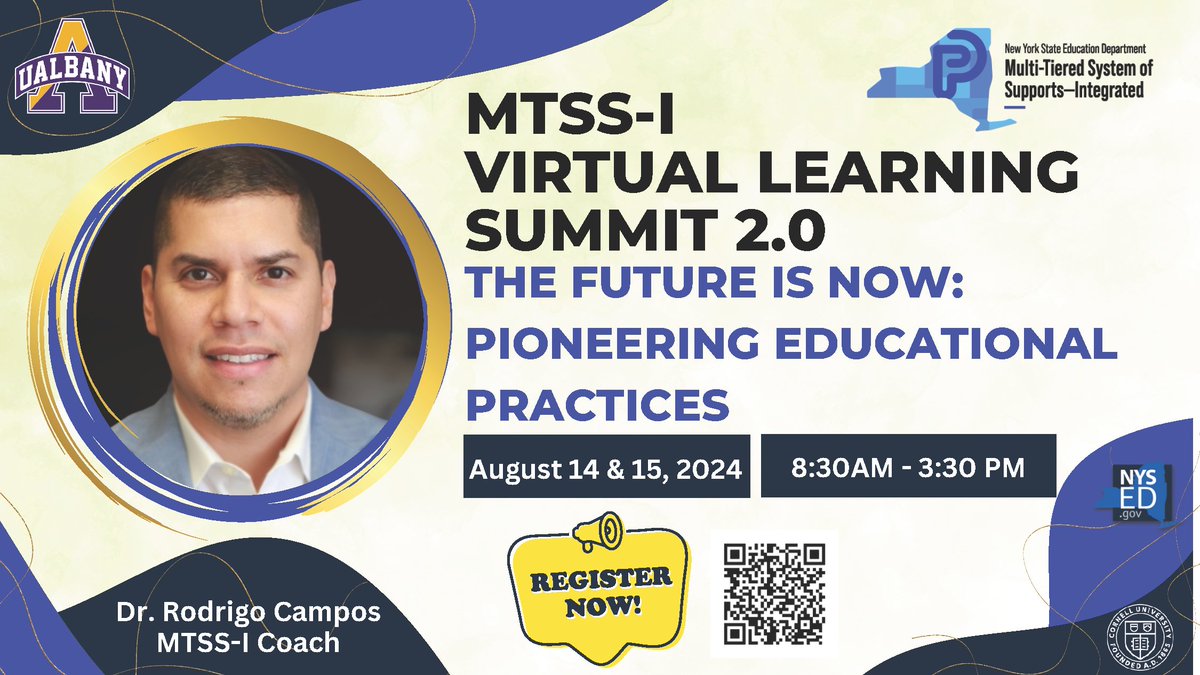 Join our coach, @DrRodrigoCampos, at the MTSS-I Virtual Learning Summit on August 14-15. Rodrigo will lead us through content & practitioner sessions regarding effective leadership teams when implementing tiered supports! Register here: bit.ly/4am5RaF #MTSSI #EduPioneers