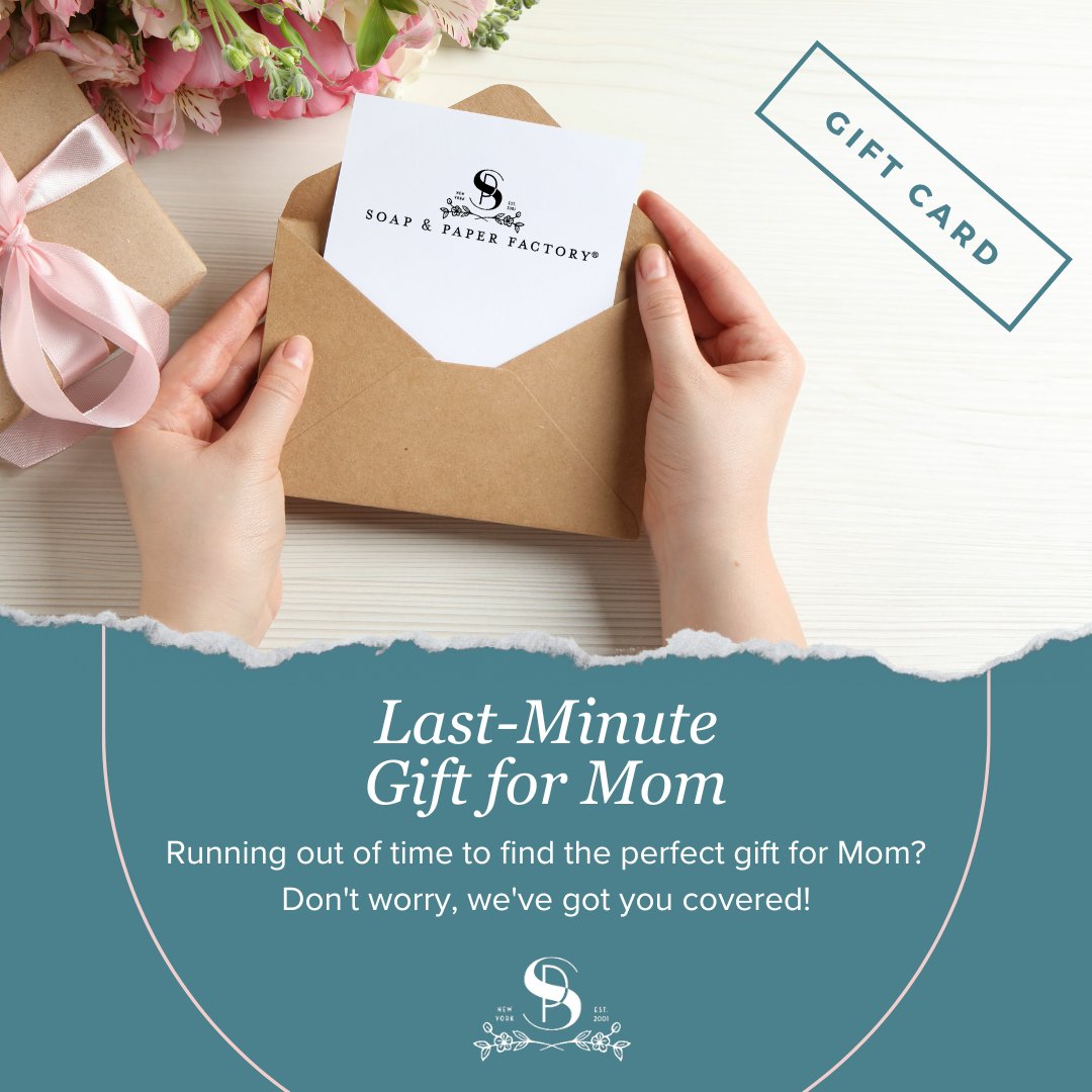 🌸💝 Last-Minute Mother's Day Gift Idea: Soap and Paper Factory Gift Card! 🎁✨Cards are delivered by email and never expire!
soapandpaperfactory.com/products/rise-…
#LastMinuteGifts #MothersDayGift #SoapAndPaperFactory #GiftCard #TreatMom #Soaps #CandleShop