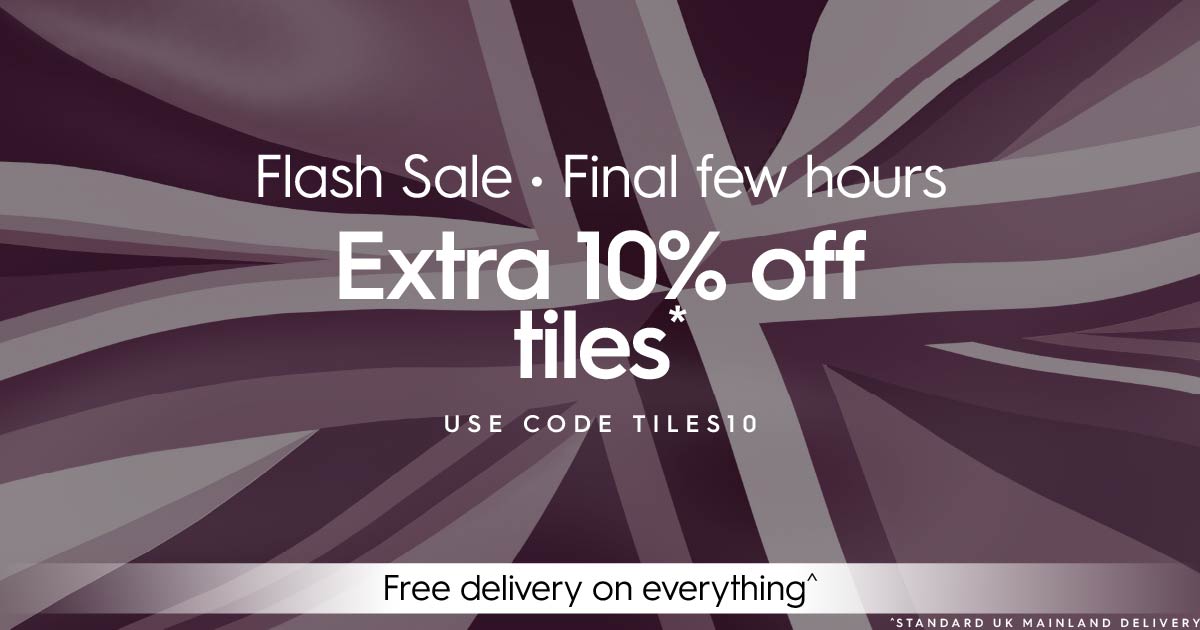 ⏰ Last chance! 🚿 Use #DiscountCode TILES10 before midnight to get an extra 10% off selected tiles. #FlashSale bit.ly/3WqVEWJ