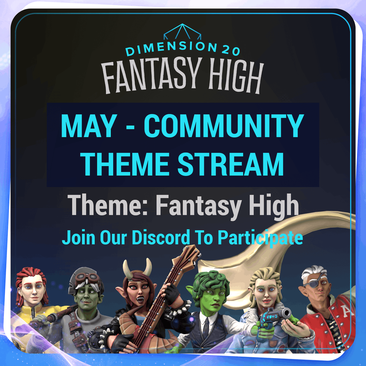 HeroForgeMinis's tweet photo. It's a special Community Theme! Head back to school with @dimension20show's Fantasy High. Design your best Aguefort Academy character &amp; tune in 5/28 at 2pm PT on https://t.co/PbSjZSESU8 as we reveal the winners with @RichardHPerry
Join our Discord to enter https://t.co/6A68fvSqKC https://t.co/PC6pKQJjgK