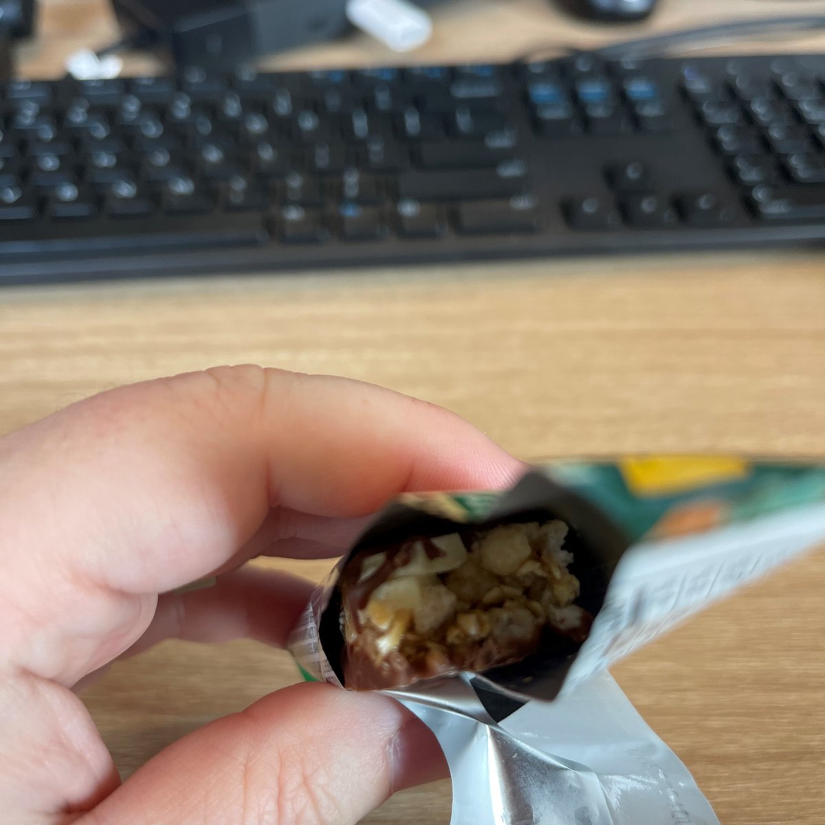 Hey! @NatureValley Why does this brand new granola bar look like it has a bite taken out of it already???? I just opened it and it looks like someone already bit into it