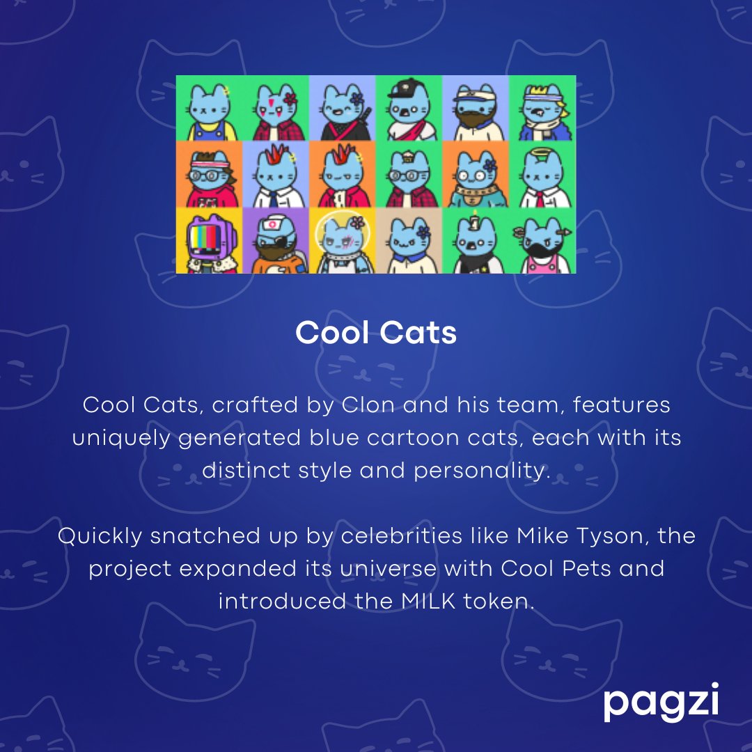 Cool Cats are more than collectibles; they're a dynamic community! 🌟 These 9,999 blue cats are keys to engagement and rewards. Launched in 2021, they quickly captivated collectors and now offer adventures like the Adventurer’s Guild and MILK tokens. 😼