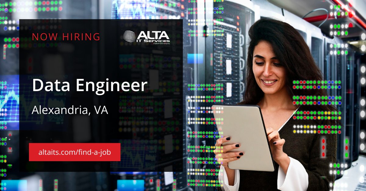 ALTA IT Services is #hiring a Data Engineer for work in Alexandria, VA.

Learn more and apply today: ow.ly/Tv2w50RC9NQ
#ALTAIT #DataEngineer #SecretClearance #SQL #BigData #ETL #NiFi #StreamSets #Python #Java #CloudComputing #AWS #EC2 #S3 #RDS #AgileDevelopment #TechJobs