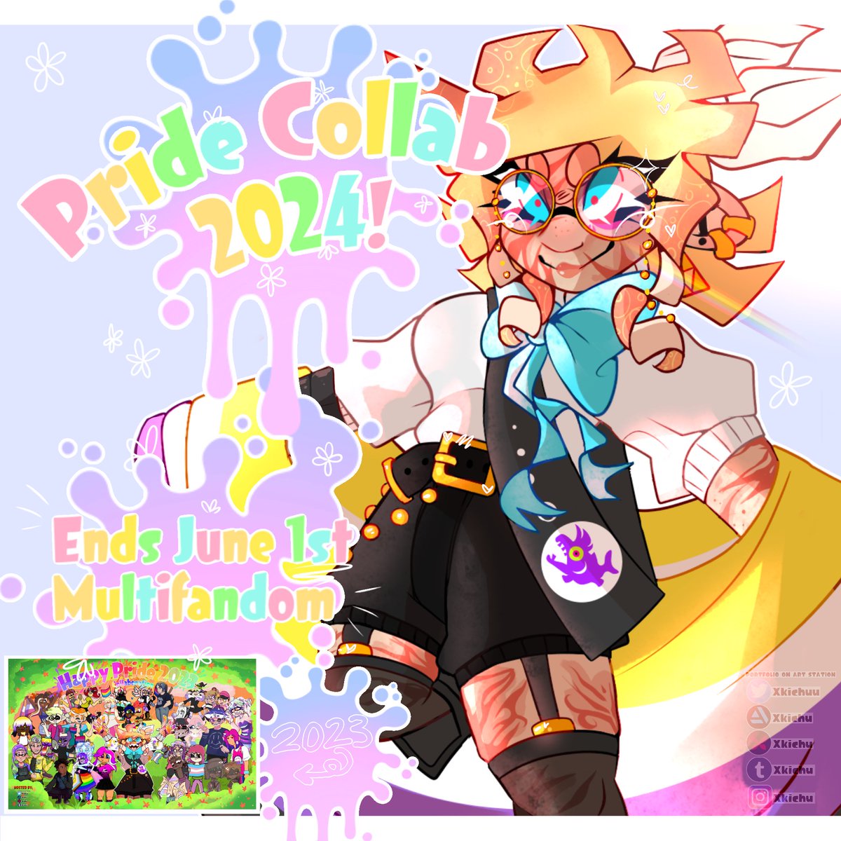 Hello!!!🌻🏳️‍🌈
Welcome to the 2024 Pride Art Collab!
No sign up needed | Deadline : June 1st 

Last years turned out amazing so it’s time for another!
✨Please read the rules below this tweet

Good luck! Retweets appreciated!
#splatoon #PrideMonth #pride2024