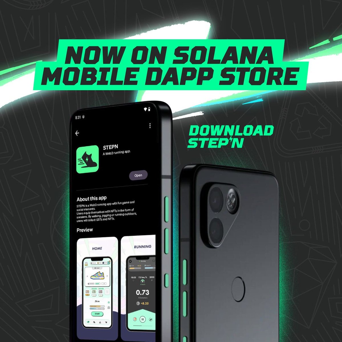 We’re excited to announce @Stepnofficial is officially LIVE on our dApp store 🔥 Download the dApp, lace up your sneakers, and step into the future today!