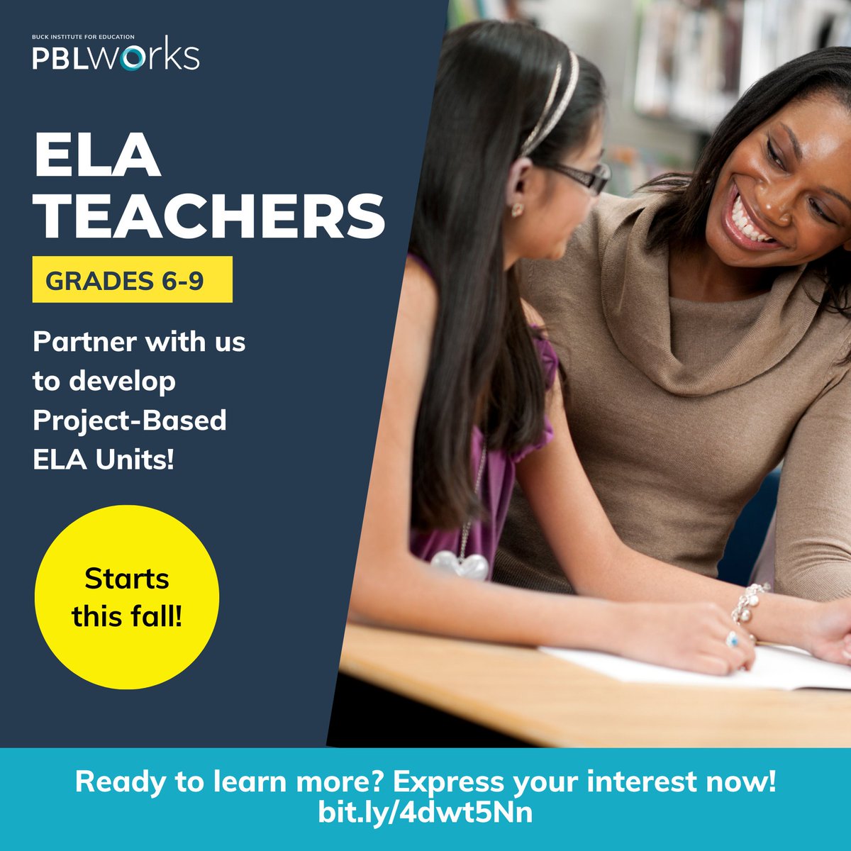 Calling in ELA teachers grades 6-9! Partner with the PBLWorks curriculum team and educators nationwide to co-create impactful ELA project-based units. Earn financial rewards for your valuable contributions! Details here: bit.ly/4ahiiUs #elateachers #ELA #middleschoolELA