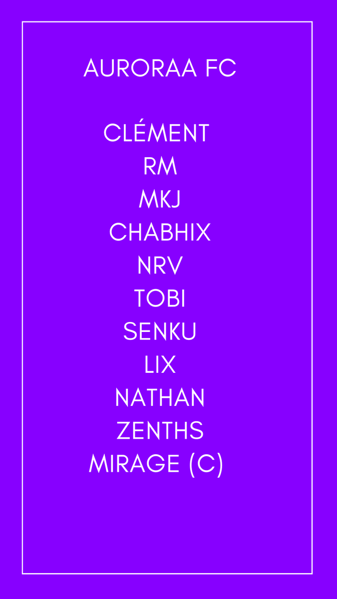 Auroraa_FC's tweet photo. Le XI pour le tournoi ce soir 🏆

Allez les gars 💙💜 https://t.co/yBuVygd1Oc