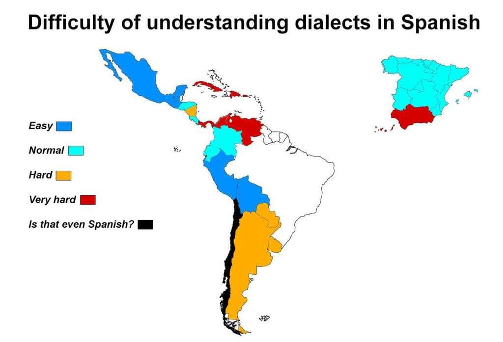 Como francés aprendiendo español, apruebo este mapa