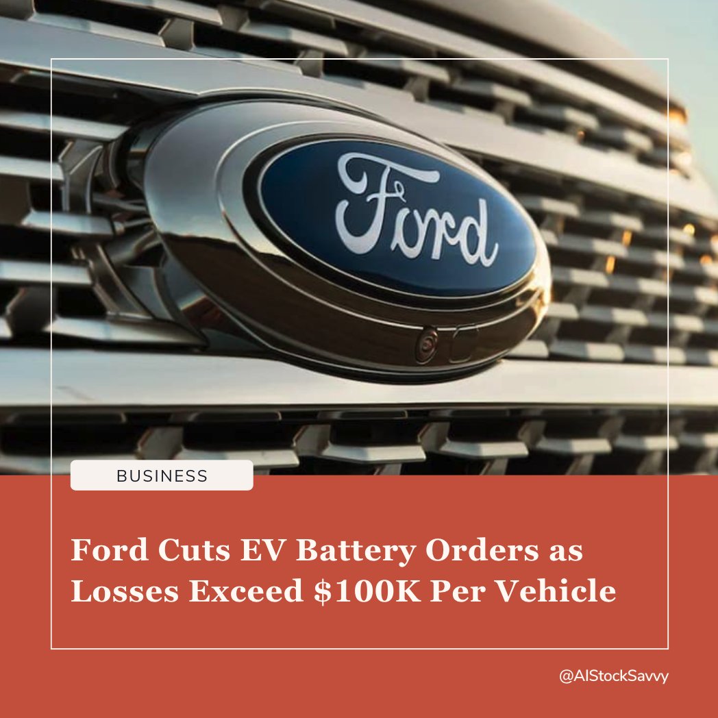 📣 JUST IN: $F Ford Slashes Battery Orders Amid Soaring EV Losses, Rethinks Strategy $GM $TSLA $LCID $VFS $RIVN 👉 Key Highlights: 📍 Ford reduces orders from battery suppliers like SK On, LG Energy Solution, and CATL. 📍 Company forecasts EV losses of up to $5.5 billion…