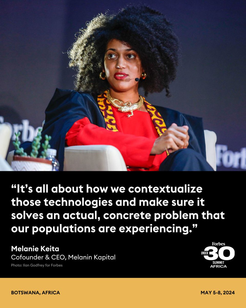 .@melani_n_keita, cofounder and CEO of @MelaninKapital, spoke about financing impactful solutions at the 2024 #Under30Africa Summit. trib.al/atwRzs9