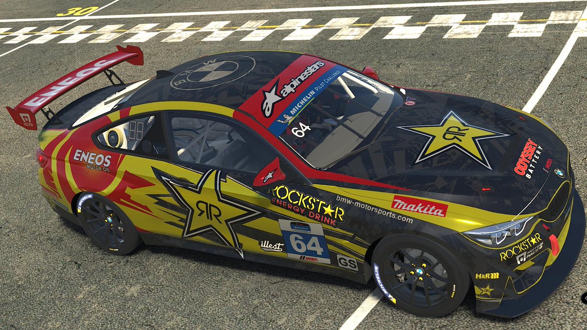 Paint of the Week time! Paul Metcalfe like to chase his Rockstar energy drink with motor oil, I guess. To each their own! Race this M4 GT4 here: tradingpaints.com/showroom/view/… #tppotw