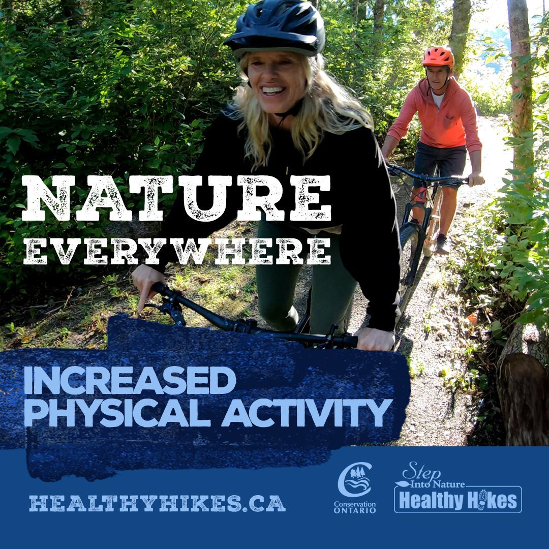 Engaging in outdoor activities such as biking, hiking or walking in nature can promote physical exercise, which is known to positively affect mental health by releasing endorphins and improving overall well-being. #StepIntoNature #HealthyHikes #ConservationAreas