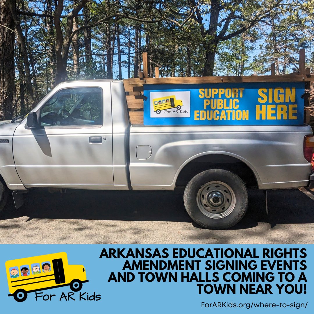 ForARKids's tweet image. COMING TO A TOWN NEAR YOU: The Arkansas Educational Rights Amendment has multiple signing events and townhalls scheduled throughout the state. Check out forarkids.org/where-to-sign/ to see where we might be next! #ForARKids #AREducationalRightsAmendment