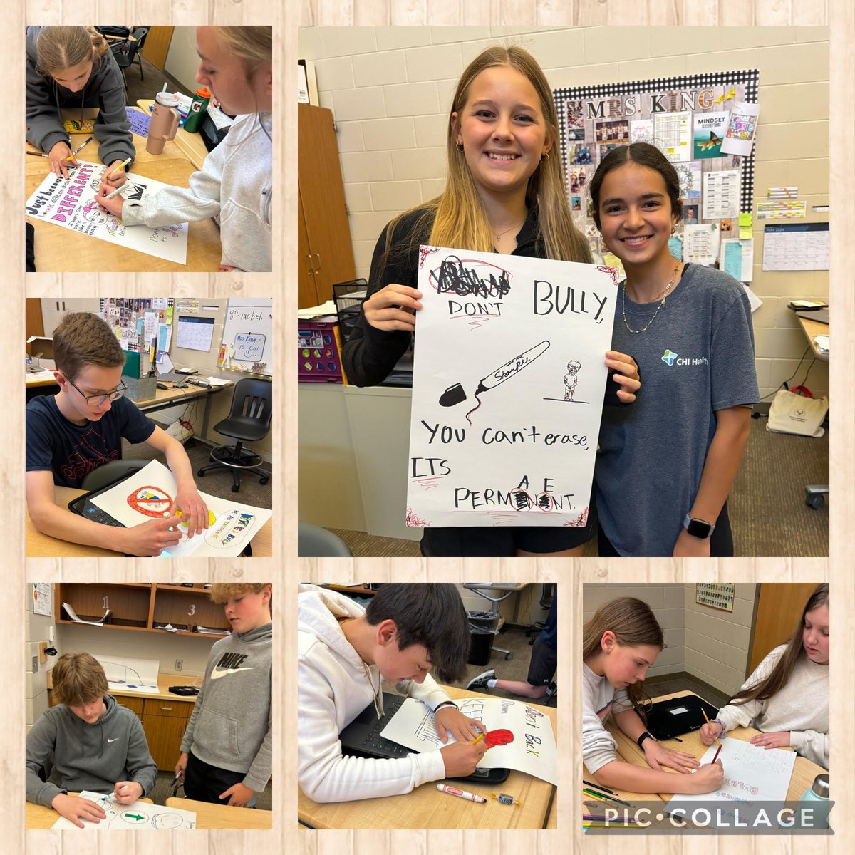 7th Grade Health students completed posters to advocate against bullying today! #EPSAchieves #WhatWeDoAtValleyView