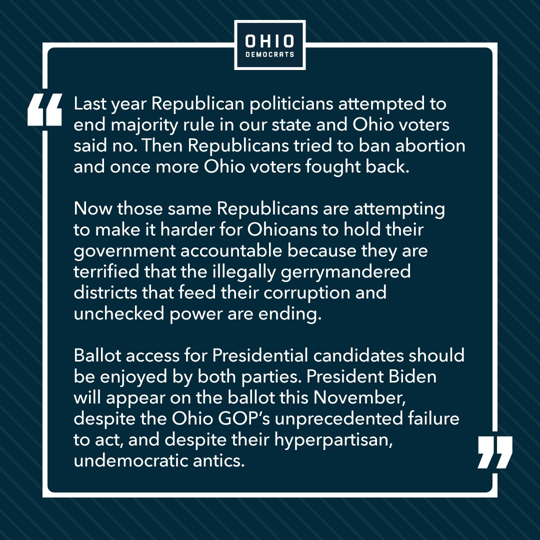 Statement from the Ohio Democratic Party on the GOP majority's unprecedented failure to alter the presidential certification deadline.