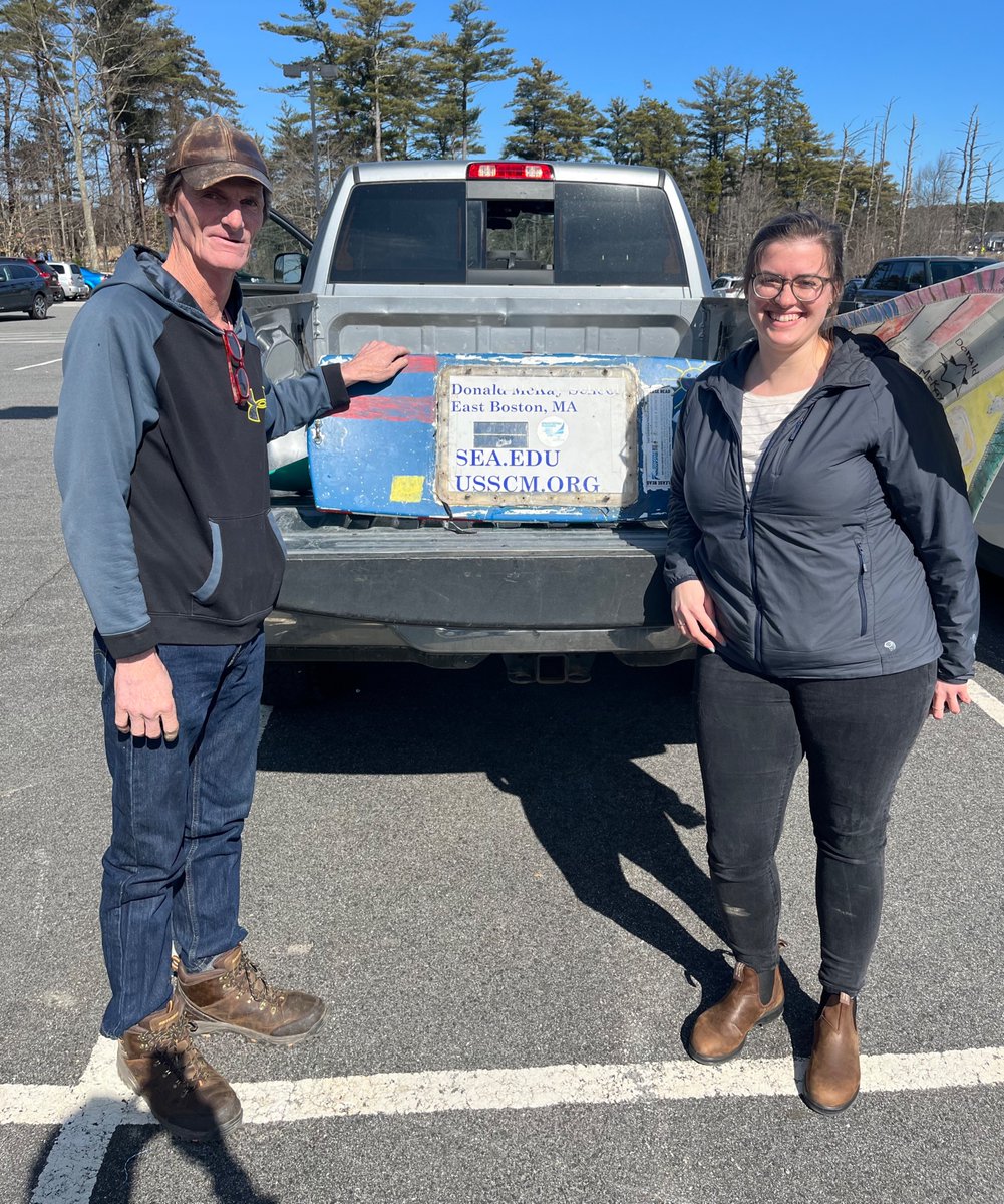 2/3 Luckily, Edward Davis picked up Hope at sea while fishing near St. George, Maine before it could land on the rocky shore. 👏 He kept the boat safe all summer, until Sarah, from our Museum staff, met him in March 2024.